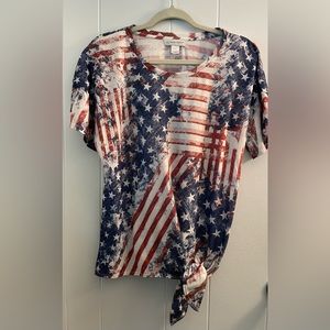 Christopher & Banks Abstract Flag Shirt   Women's Relaxed Size L